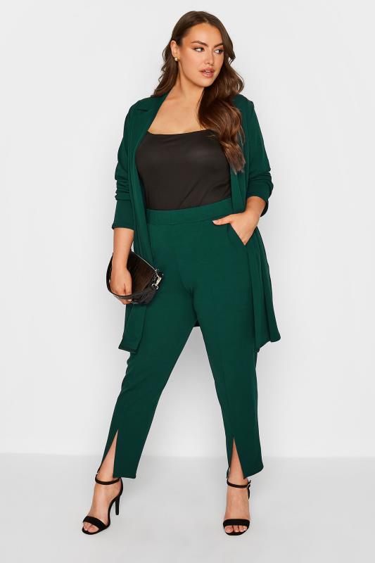 LIMITED COLLECTION Plus Size Forest Green Longline Blazer | Yours Clothing 2
