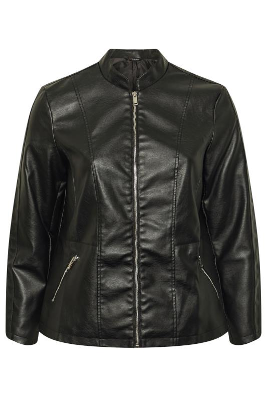 Plus Size Black Faux Leather Jacket | Yours Clothing 7