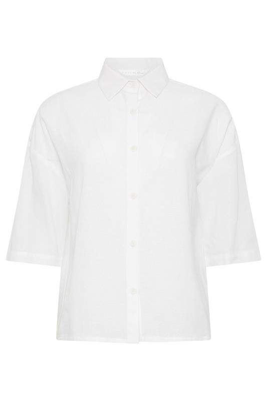 PixieGirl Petite Women's White Short Sleeve Linen Shirt | PixieGirl 5