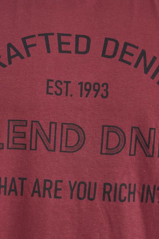 BLEND Big & Tall Burgundy Red 'Crafted' Print T-Shirt | BadRhino 4