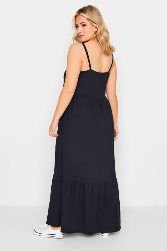 YOURS Curve Plus Size Navy Blue Tiered Maxi Sundress | Yours Clothing  3