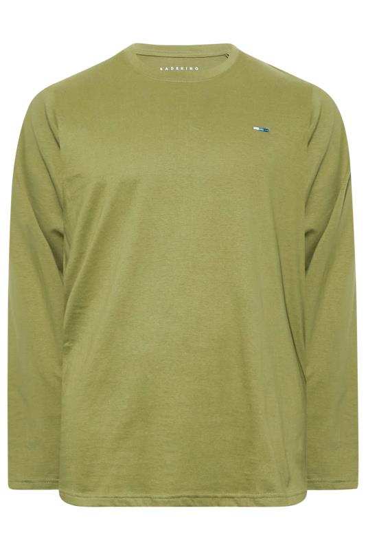 Big & Tall Sage Green Long Sleeve Plain T-shirt 3