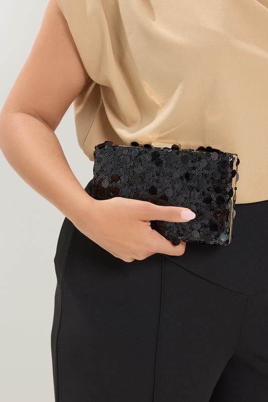  Bolso de mano negro con lentejuelas mixtas 