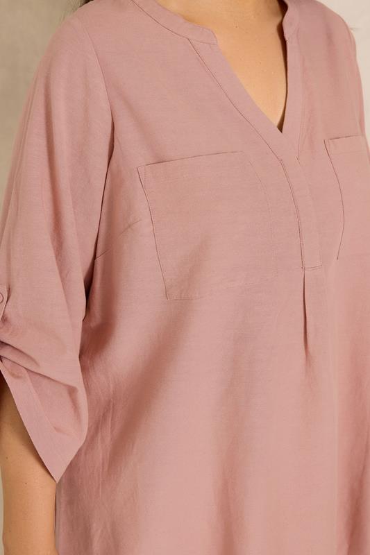 EVANS Plus Size Pink Utility Cotton Shirt | Evans 4