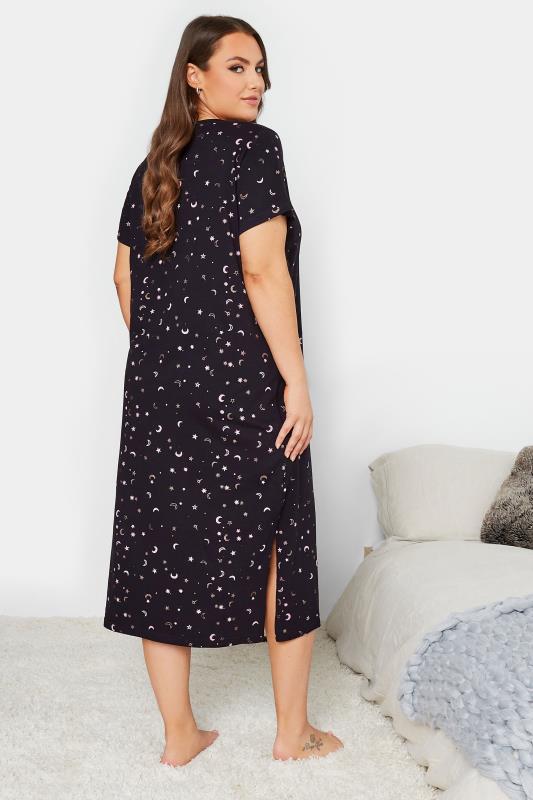 Plus Size Black Star & Moon Print Midaxi Nightdress | Yours Clothing 3