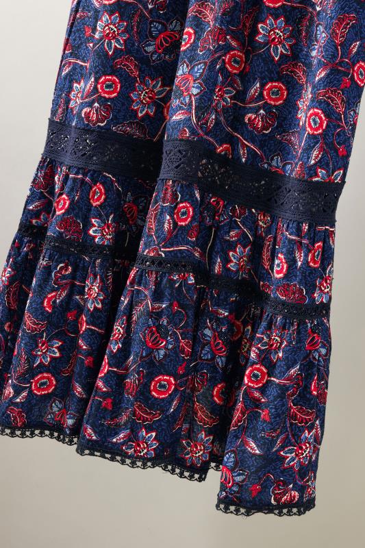 EVANS Plus Size Blue Crochet Trim Midi Dress | Evans 8