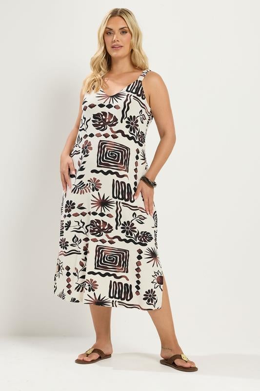  YOURS vestido informal para poner abstracto blanco marfil