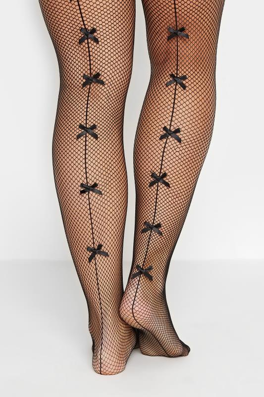 Black Fishnet Bow Seamed Tights | Yours Clothing 3