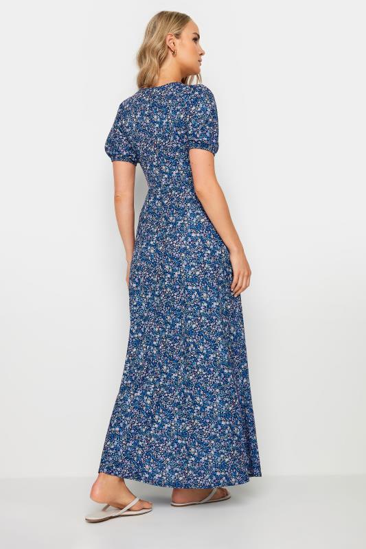 LTS Tall Women's Navy Blue Ditsy Floral Print Midi Wrap Dress 3