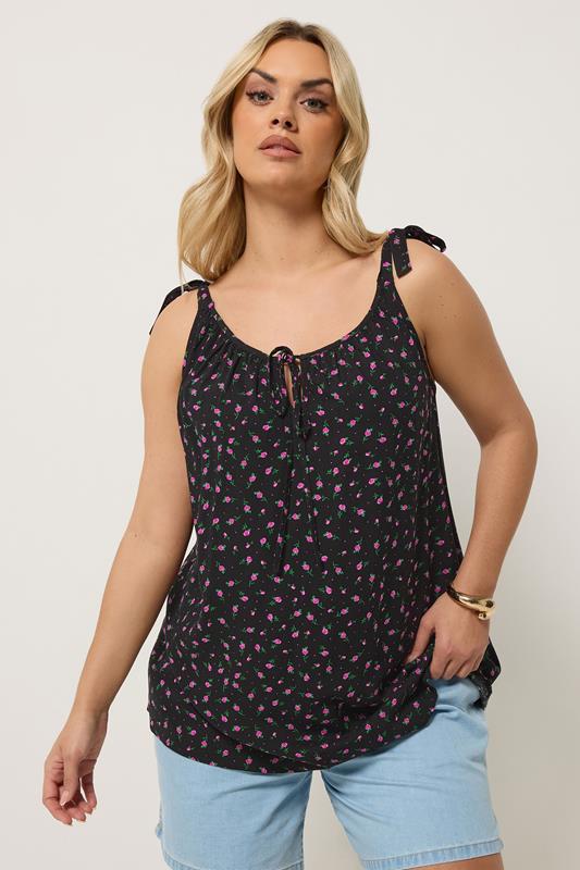  YOURS Zwarte top met bloemenprint