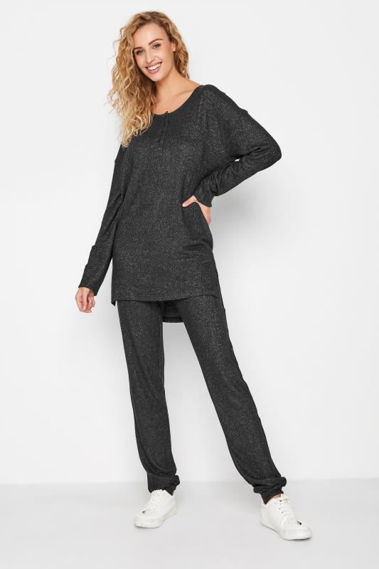 LTS Tall Charcoal Grey Henley Soft Touch Lounge Top 2