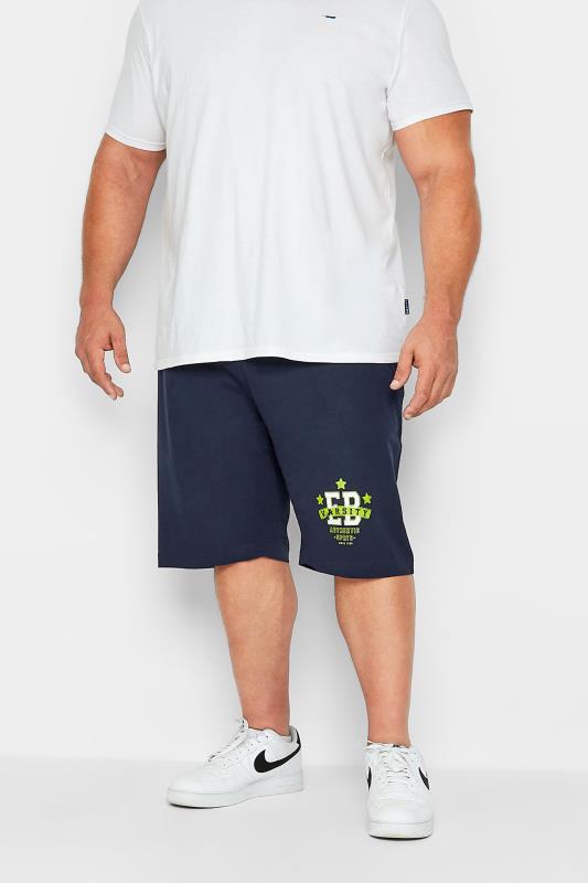Men's  ED BAXTER Big & Tall Navy Blue Varsity Logo Jogger Shorts