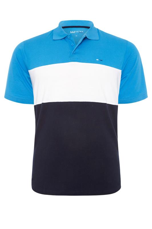 BadRhino Big & Tall Blue Colour Block Polo Shirt 3