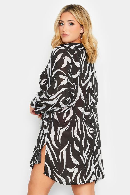 YOURS Plus Size Black Animal Print Crinkle Beach Shirt | Yours Clothing 2
