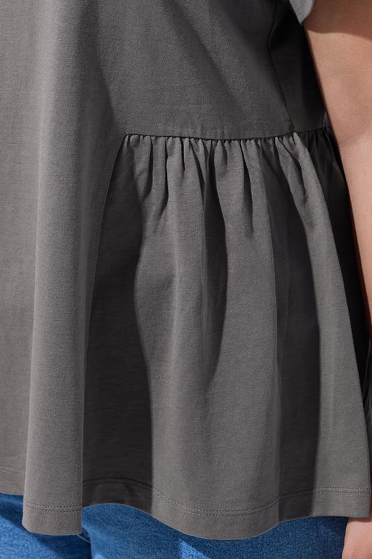 LIMITED COLLECTION Plus Size Grey Peplum Side Detail T-Shirt | Yours Clothing 4