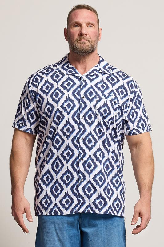  KAM Big & Tall Navy Blue Hawaiian Print Shirt