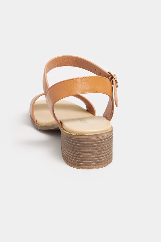 Tan Brown Strappy Low Heel Sandals In Extra Wide EEE Fit | Yours Clothing  4
