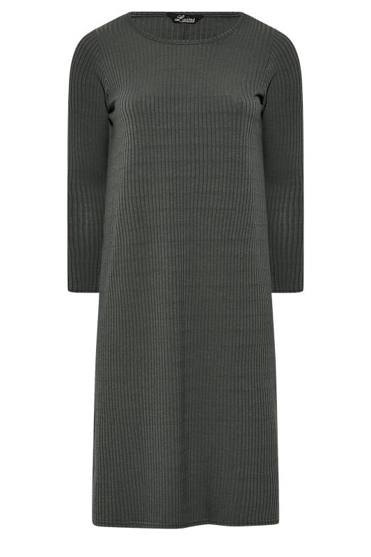 LIMITED COLLECTION Plus Size Charcoal Grey Ribbed Dress | Yours Clothing 6