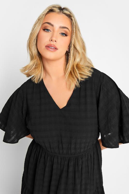 LIMITED COLLECTION Plus Size Black Textured Tiered Smock Dress | Yours Clothing 5