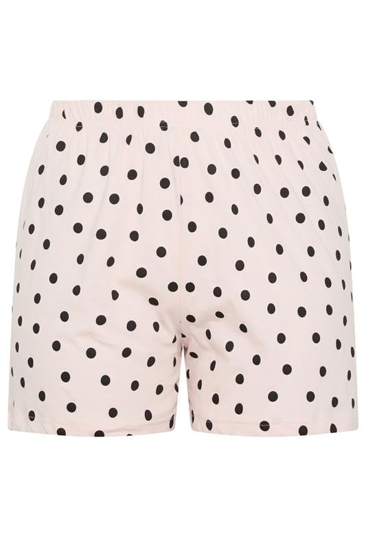 YOURS Plus Size Pink Polka Dot Pyjama Shorts | Yours Clothing 5