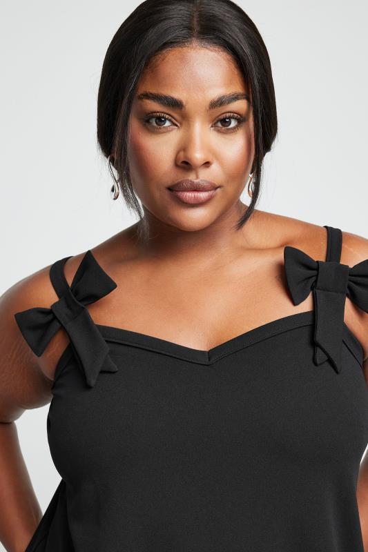 LIMITED COLLECTION Plus Size Black Bow Detail Cami Top | Yours Clothing 4