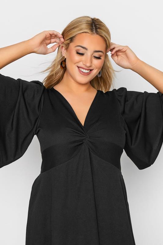 YOURS LONDON Plus Size Black Angel Sleeve Knot Front Top | Yours Clothing 4
