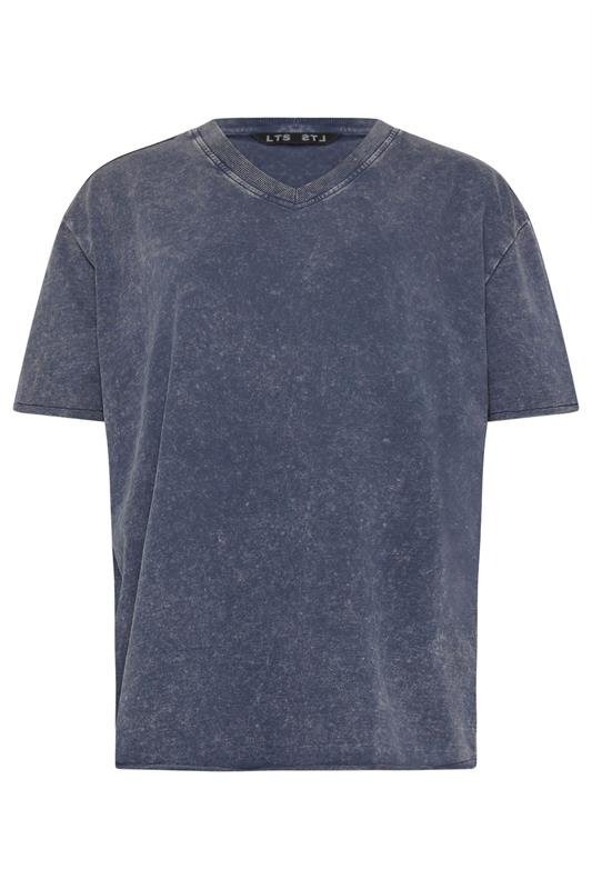 LTS Tall Woman's Navy Blue Acid Wash Oversized T-Shirt | Long Tall Sally 5