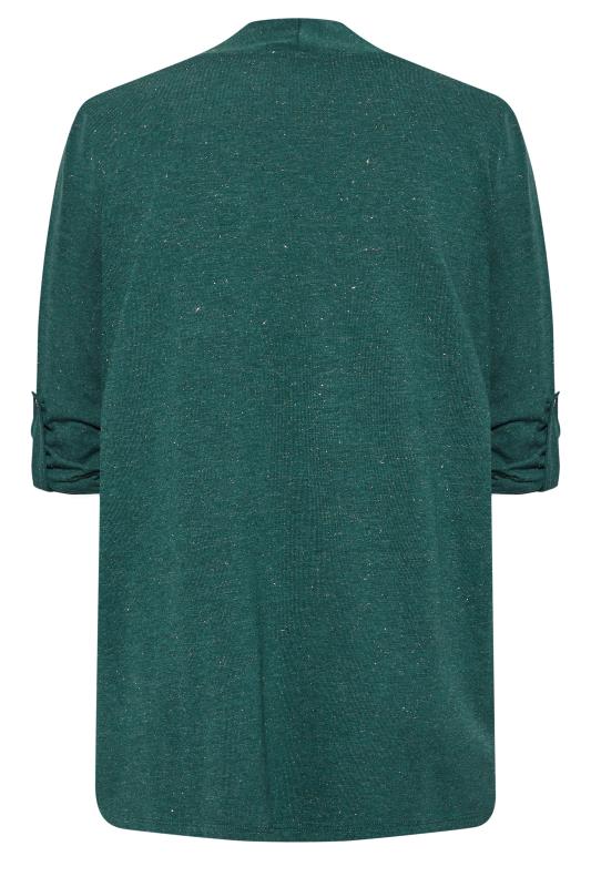 YOURS LUXURY Plus Size Teal Green Metallic Cardigan | Yours Clothing 7
