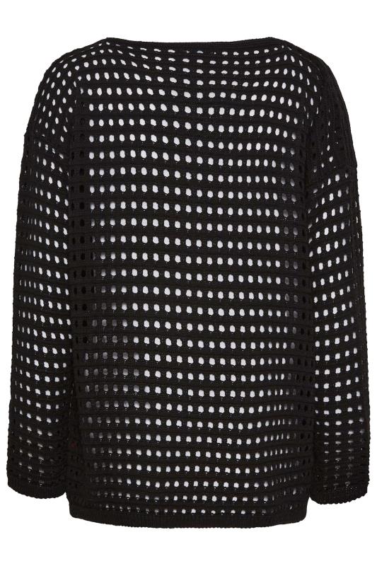 YOURS Plus Size Black Crochet Tunic Jumper | Yours Clothing  7