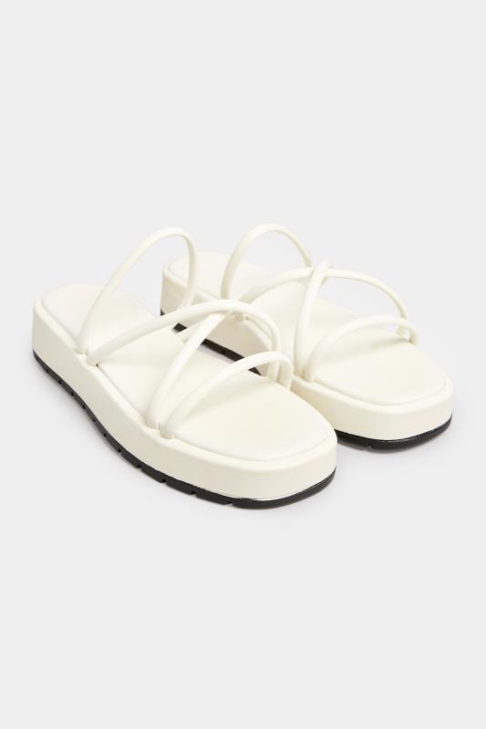 PixieGirl Cream Strappy Flatform Sandals In Standard Fit | PixieGirl 2