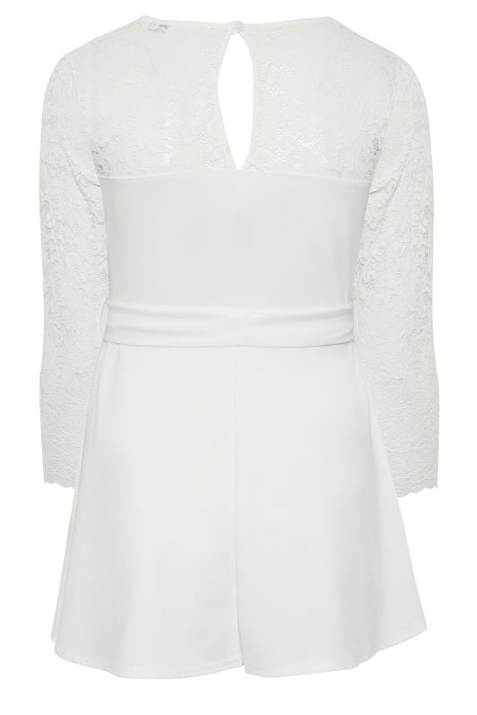 YOURS LONDON Curve Plus Size White Lace Sweetheart Peplum Top | Yours Clothing  7