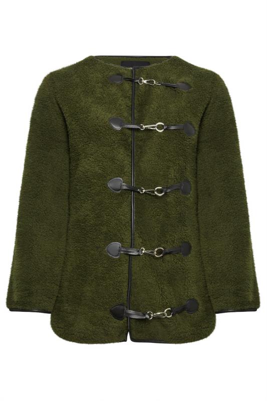 YOURS LUXURY Plus Size Green Faux Fur Toggle Jacket | Yours Clothing 5