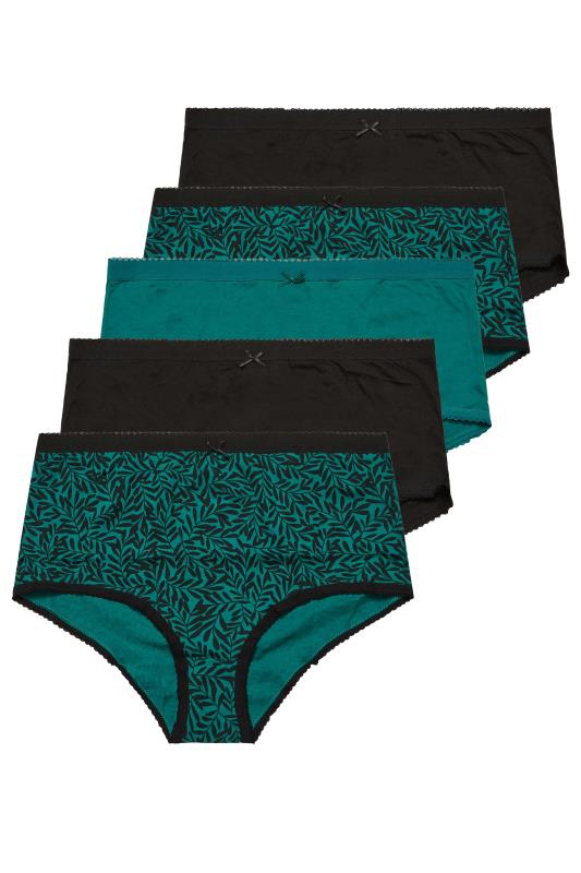 YOURS 5 PACK Curve Green Leaf Print Full Briefs | Yours Clothing 4