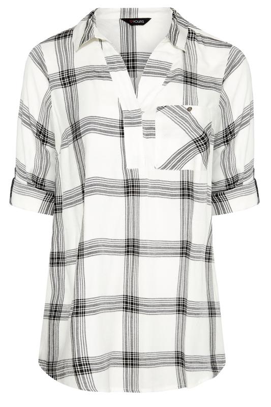 Plus Size White Check Overhead Shirt | Yours Clothing 6
