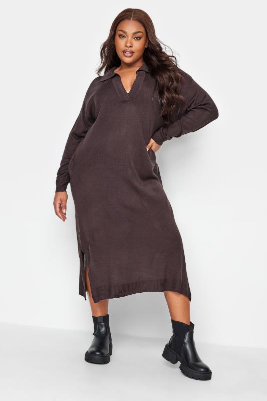 Plus Size  YOURS Curve Purple Fine Knit Midi Jumper Dress