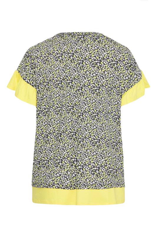 Curve Yellow Ditsy Print Contrast Trim Tunic Top 7