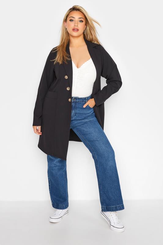  Grande Taille LIMITED COLLECTION Curve Black Button Front Blazer