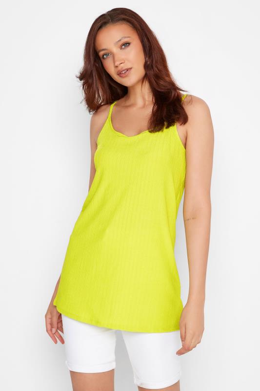 LTS Tall Green Ribbed Strappy Vest Top 1