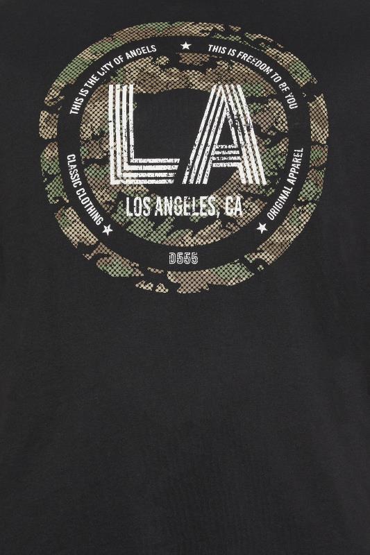 D555 Big & Tall Black 'LA' Camo Print T-Shirt | BadRhino 4