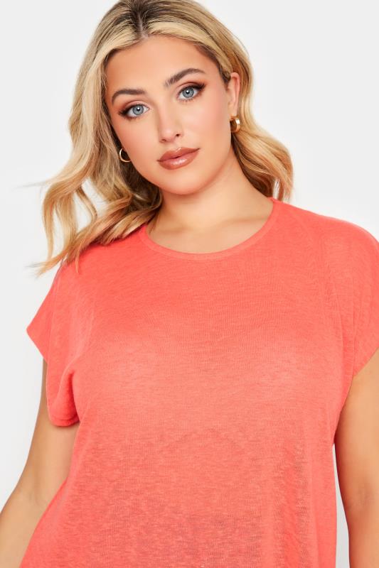 YOURS Curve Plus Size 2 PACK Blue & Pink Linen Look T-Shirt | Yours Clothing  7