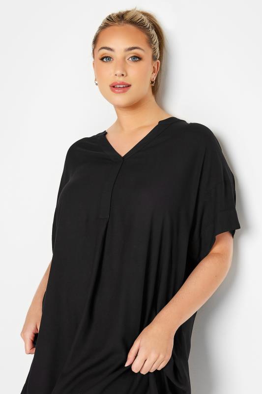 LIMITED COLLECTION Black Notch Neck Summer Throw On Dress | Yours Clothing 4