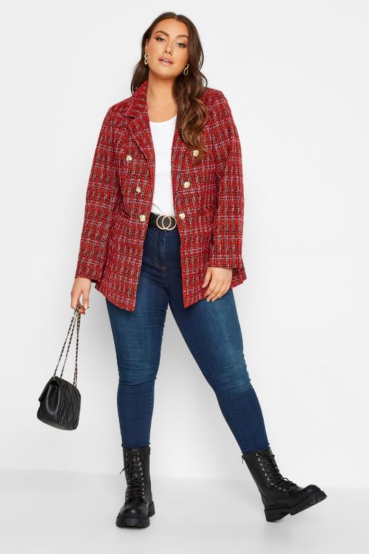 Curve Red Check Boucle Blazer 6
