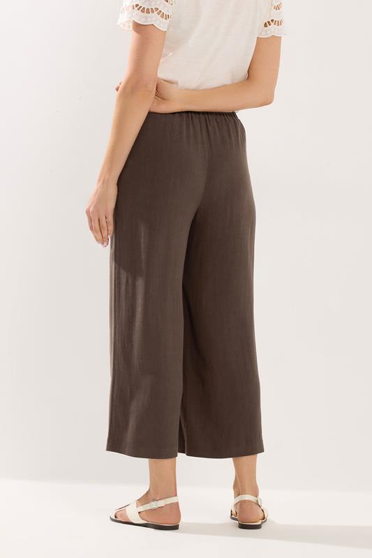 LTS Tall Women's Chocolate Brown Linen Cropped Trousers | Long Tall Sally 4