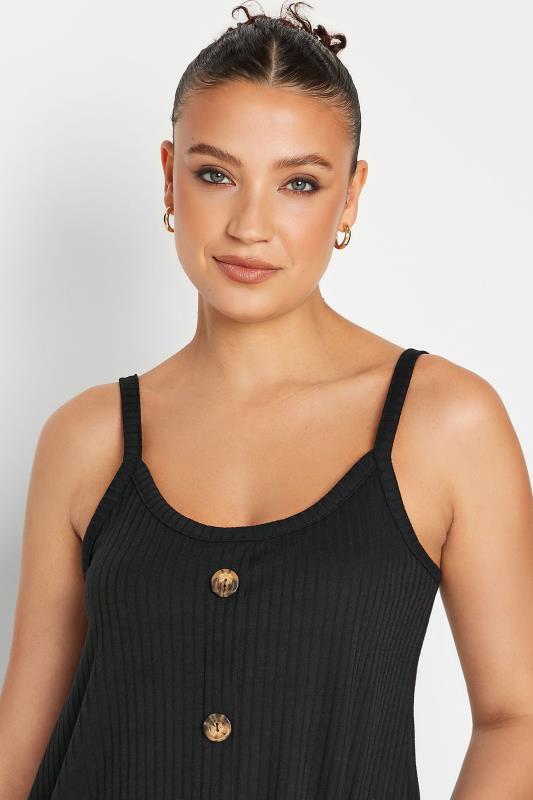 LTS Tall Black Ribbed Button Cami Vest Top | Long Tall Sally 4