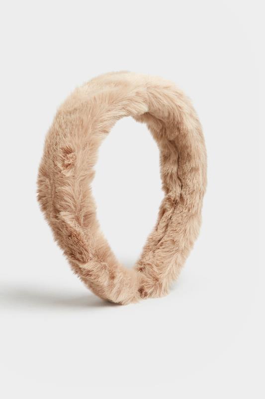 Tall  Yours Beige Brown Faux Fur Headband