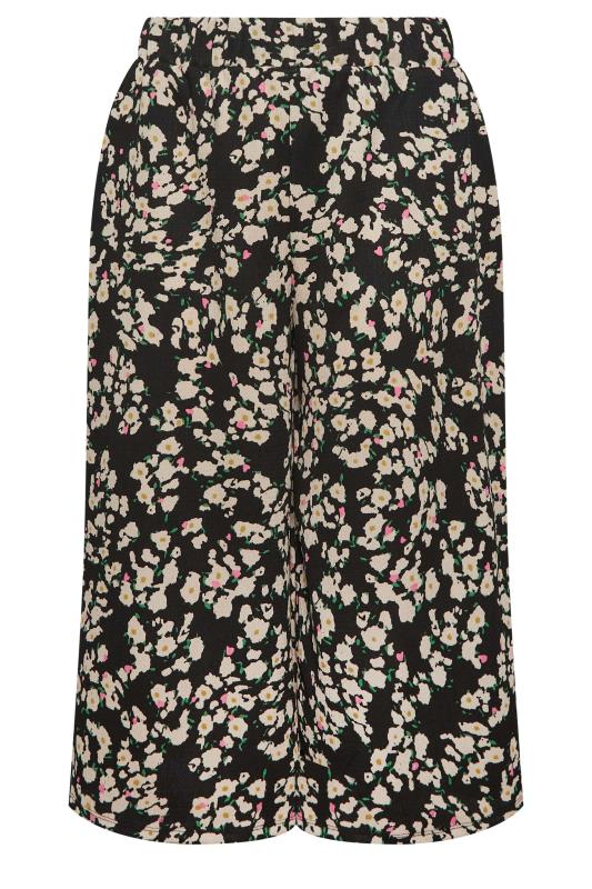 YOURS Plus Size Black Abstract Floral Print Midaxi Culottes | Yours Clothing 6