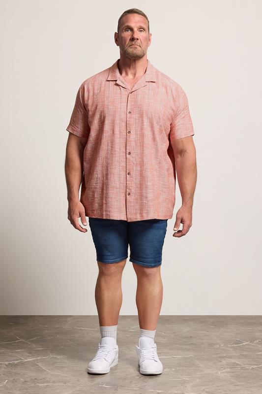 BadRhino Big & Tall Coral Pink Textured Stripe Shirt | BadRhino 2