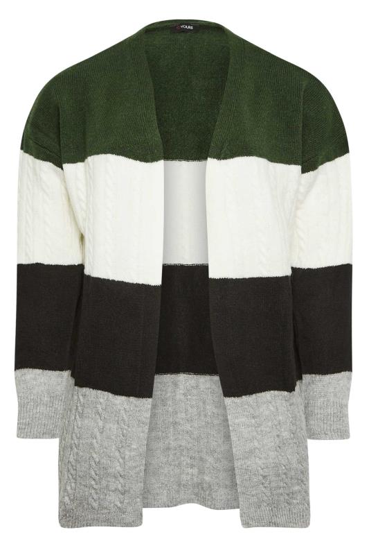 YOURS Plus Size Green Stripe Knitted Cardigan | Yours Clothing 5
