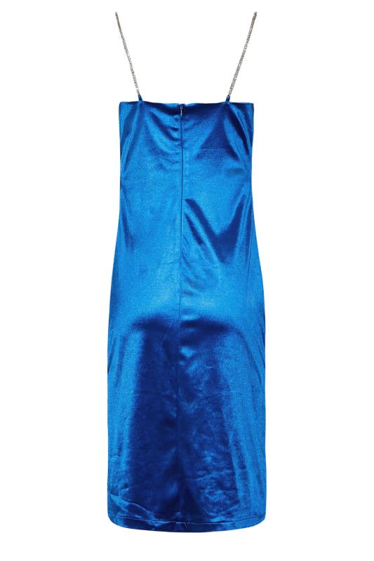 LTS Tall Cobalt Blue Diamante Strap Satin Midi Slip Dress | Long Tall Sally  7