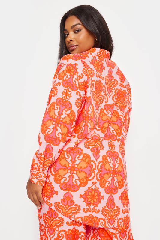 YOURS Plus Size Orange Abstract Print Shirt | Yours Clothing 3